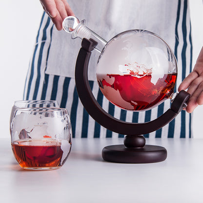 Rotating Earth Shaped Glass Decanter