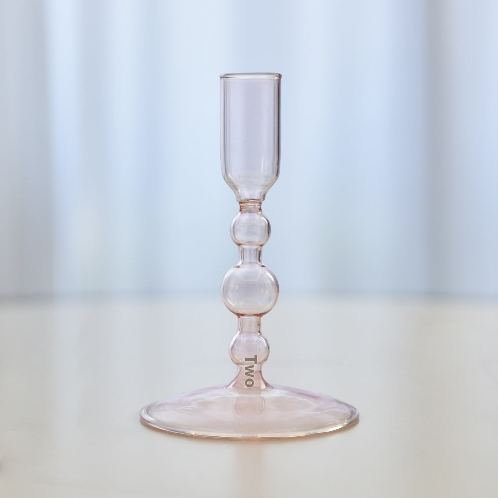 French Coloured Glass Retro Candlestick