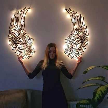 Carved Wall Art Metal Angel Wings