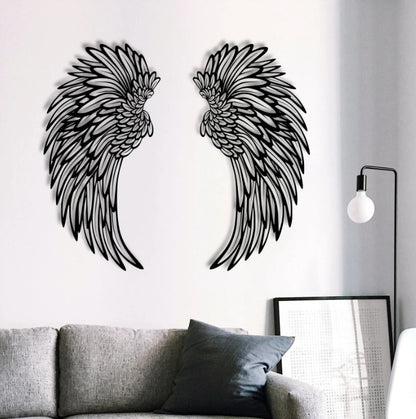 Carved Wall Art Metal Angel Wings