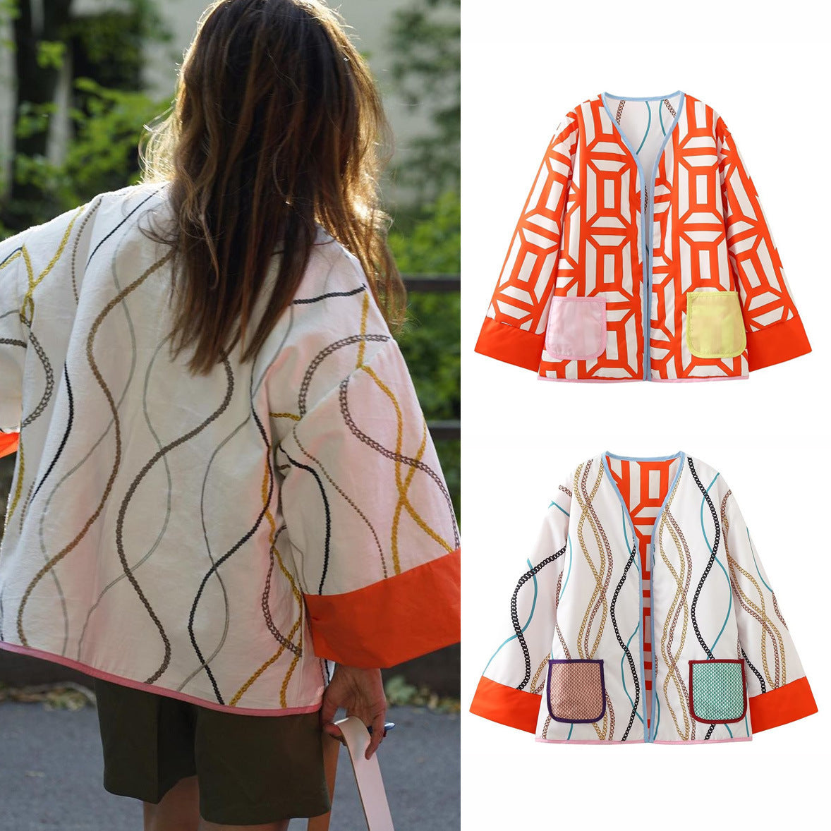 Printed Double Sided Cotton Padded Jacket