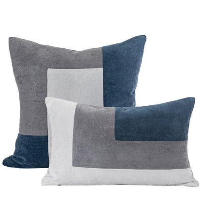 Blue and Grey Patchwork Cushion Cover