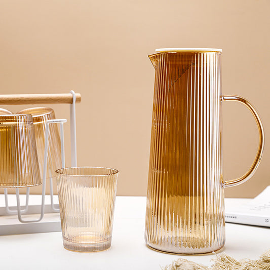 Glass Ribbed Water Pitcher