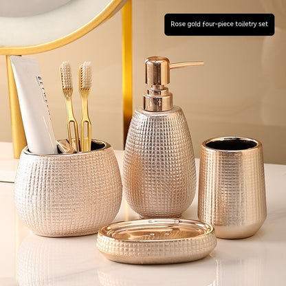 Rose Gold Ceramic Bathroom Dispenser Set