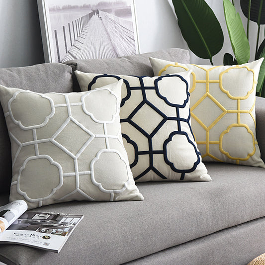 Geometric Embroidered Cushion Cover