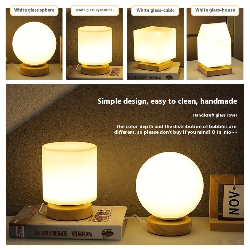 Nordic Solid Wood USB Table Lamp