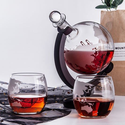 Rotating Earth Shaped Glass Decanter