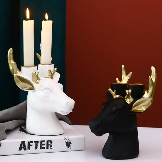 Resin Elk Head Candle Holder