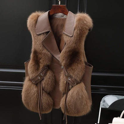 Fur Patchwork Elegant Gilet Jacket