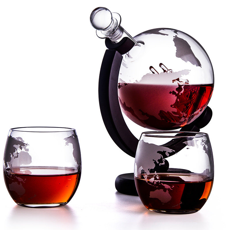 Rotating Earth Shaped Glass Decanter