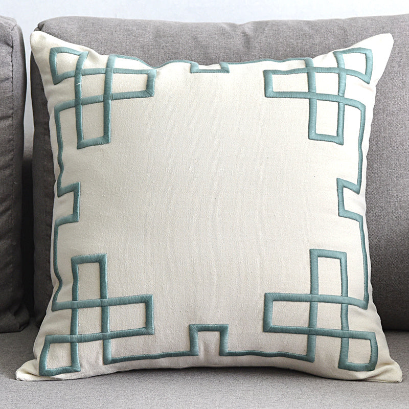 Geometric Embroidered Cushion Cover