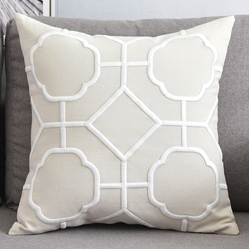 Geometric Embroidered Cushion Cover