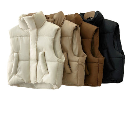 Short Warm Woven Gilet Jacket