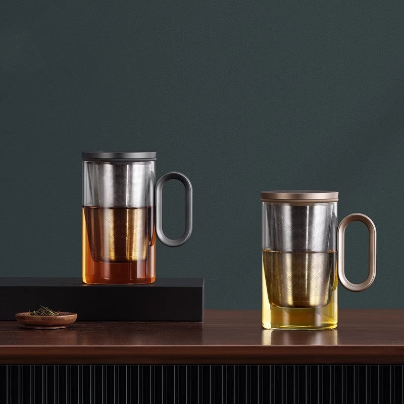 Stainless Steel Filter Glass Tea Cup