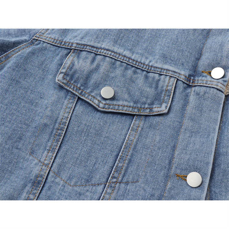 Denim Lamb Wool Stitch Jacket