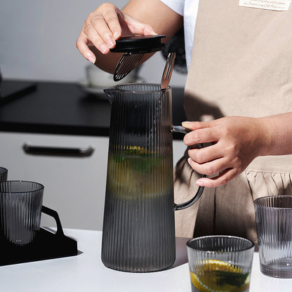 Glass Ribbed Water Pitcher