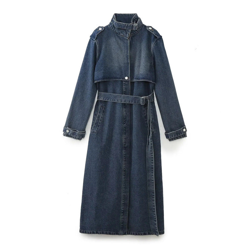 Classic Style Denim Trench Coat