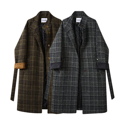 Retro Checked Woollen Coat