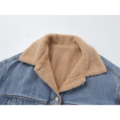 Denim Lamb Wool Stitch Jacket