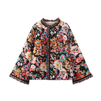 Flower Print Cotton Coat