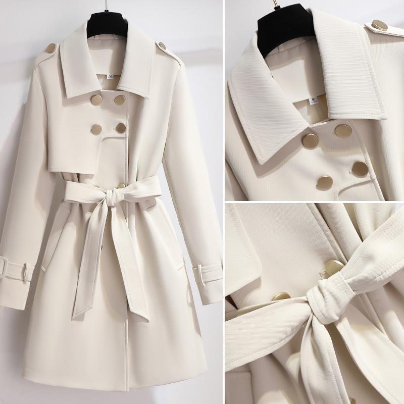 Spring And Autumn New Temperament Waist-controlled Mid-length Trench Coat