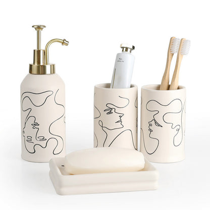 Artful Abstract Ceramic Dispenser Set