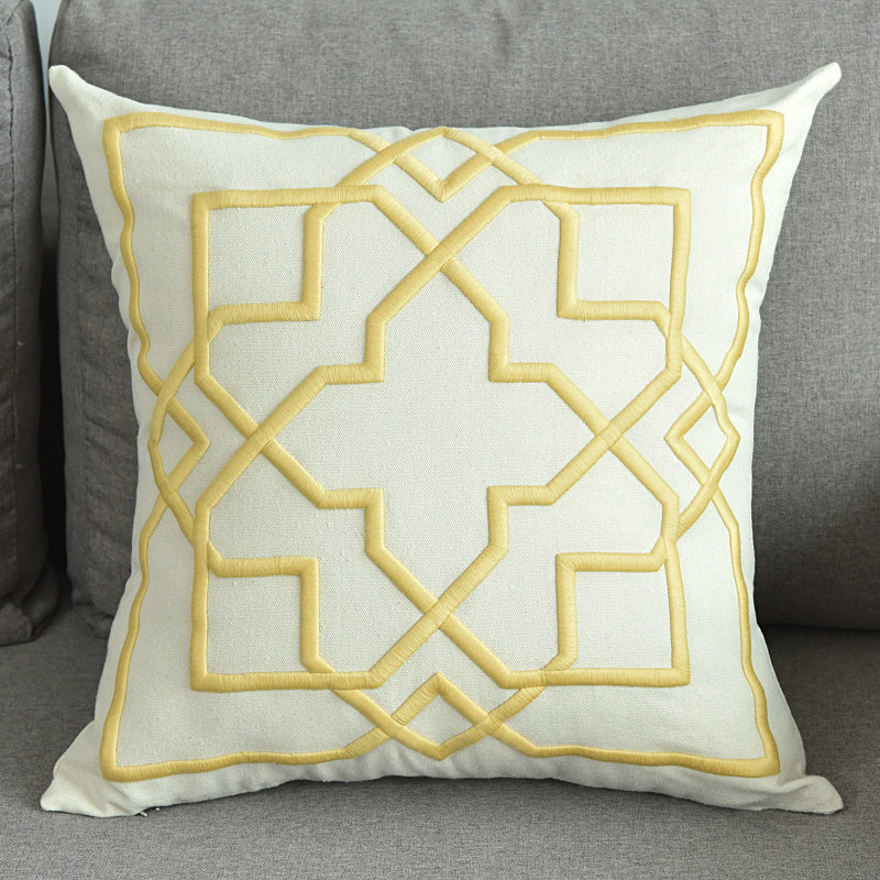 Geometric Embroidered Cushion Cover