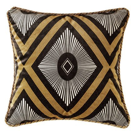 Gold and Black Print Cushion Cover