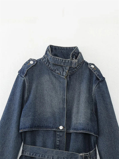 Classic Style Denim Trench Coat