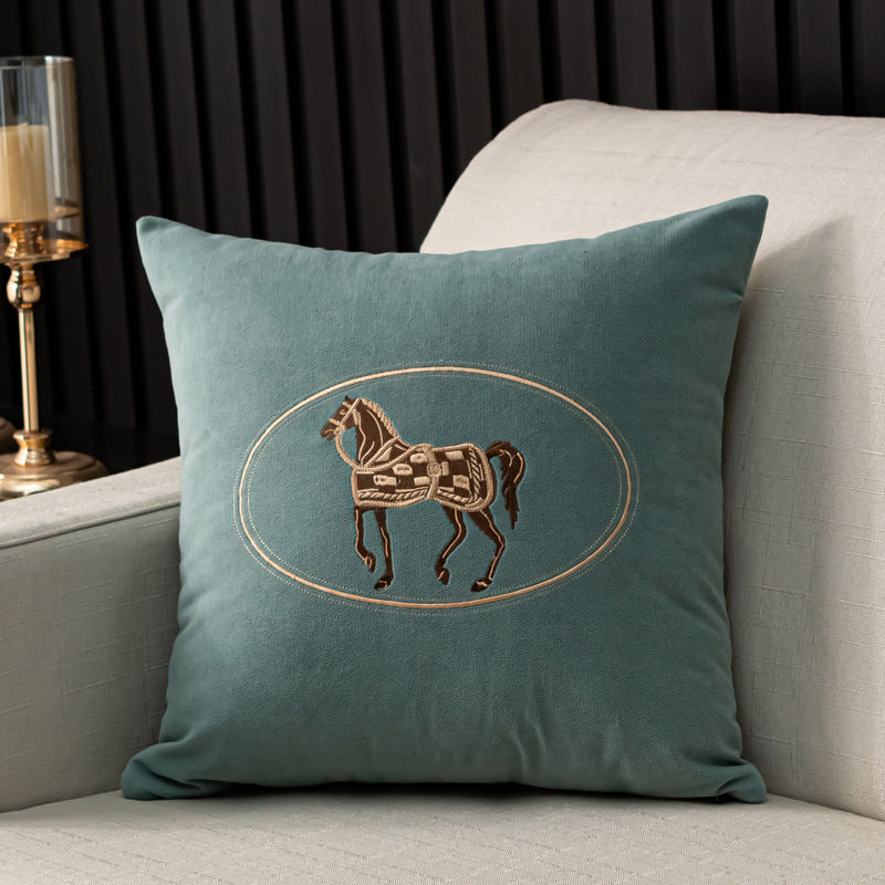 Hand Embroidered Horse Cushion Cover