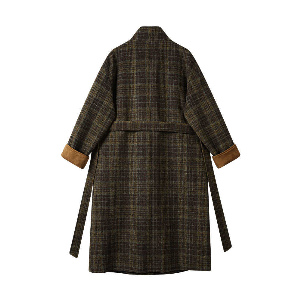 Retro Checked Woollen Coat