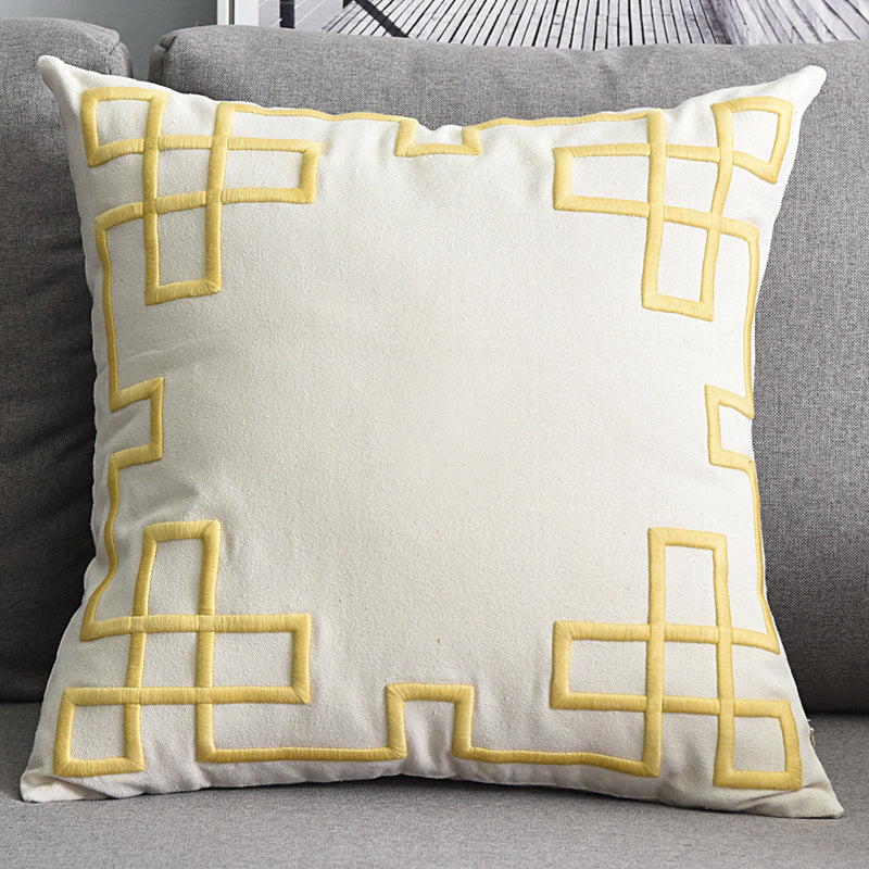 Geometric Embroidered Cushion Cover