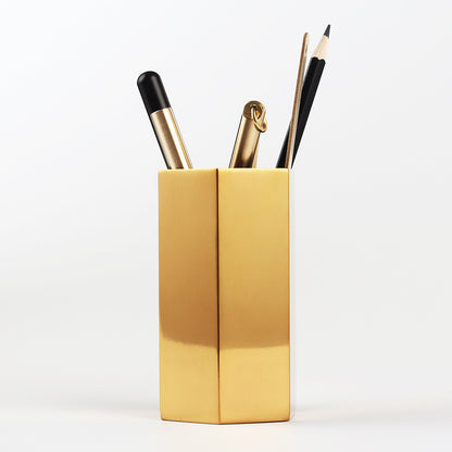 Gold Hexagon Pen Holder