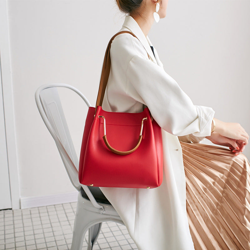 Sleek Colour Block Bucket Bag