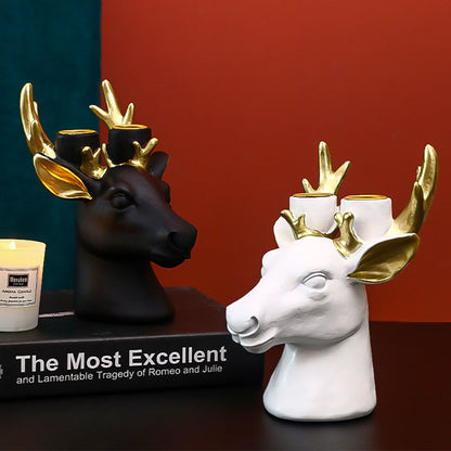 Resin Elk Head Candle Holder