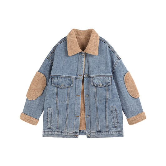 Denim Lamb Wool Stitch Jacket