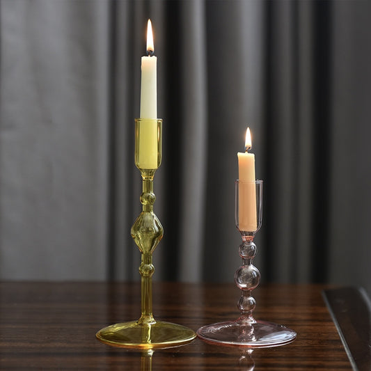 French Coloured Glass Retro Candlestick