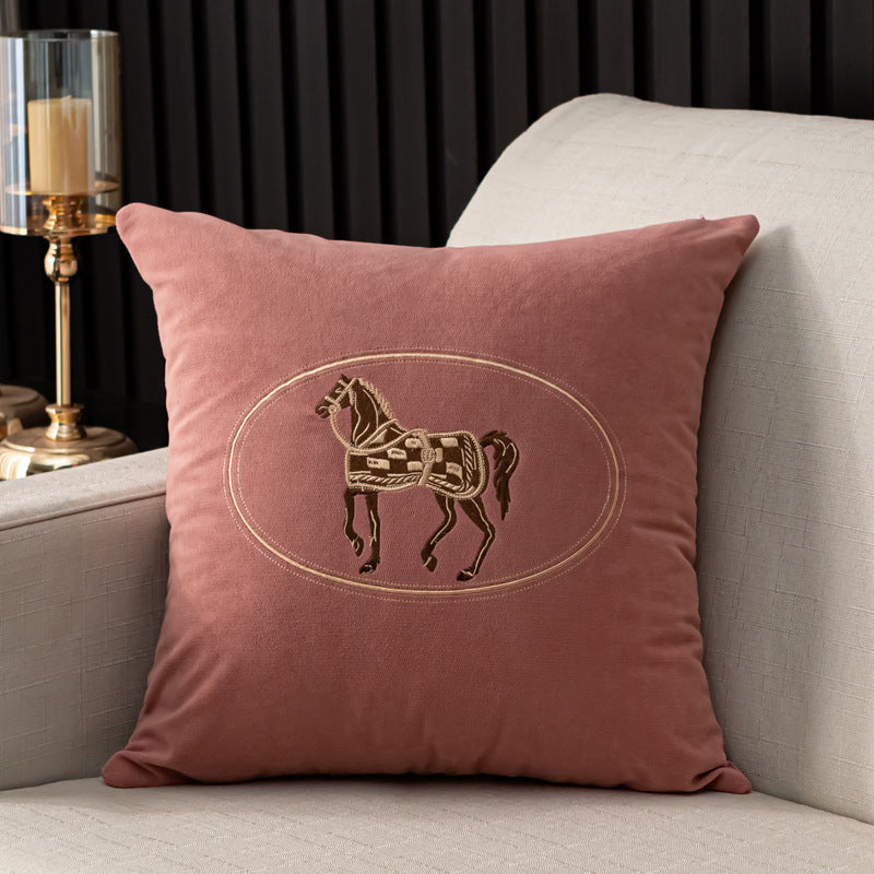 Hand Embroidered Horse Cushion Cover