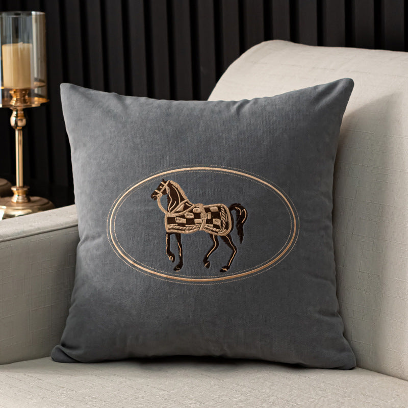 Hand Embroidered Horse Cushion Cover