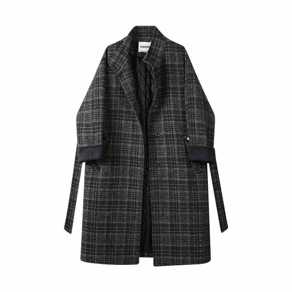 Retro Checked Woollen Coat