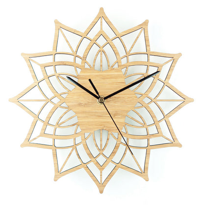 Natural Wood Lotus Modern Wooden Wall Clock