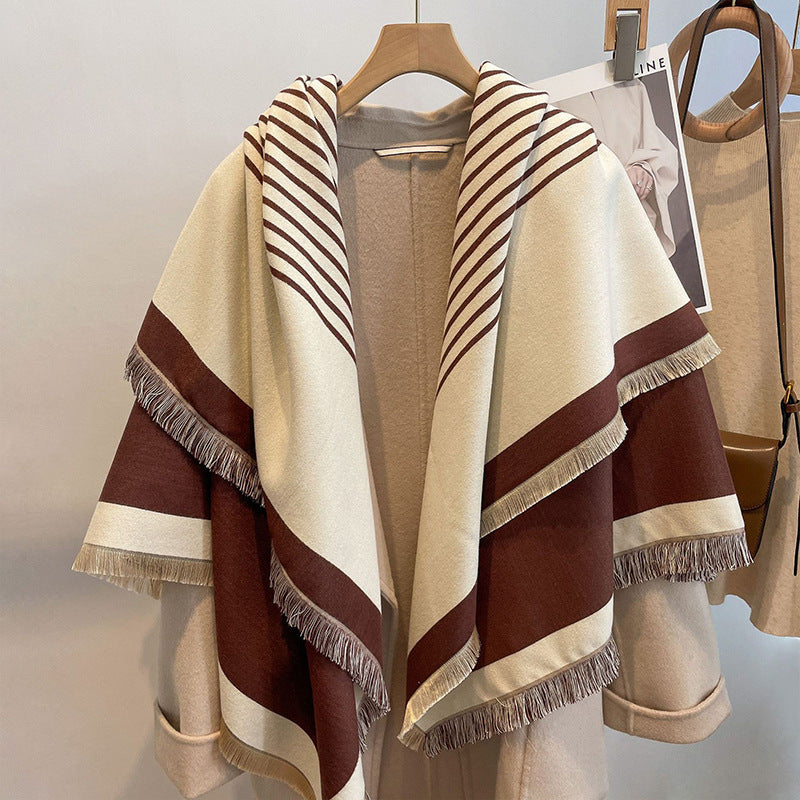 The Thick Reversible Faux Cashmere Striped Scarf