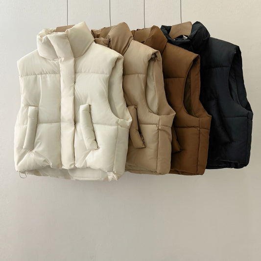 Short Warm Woven Gilet Jacket