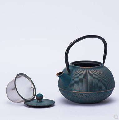 Cast Iron Blue Teapot