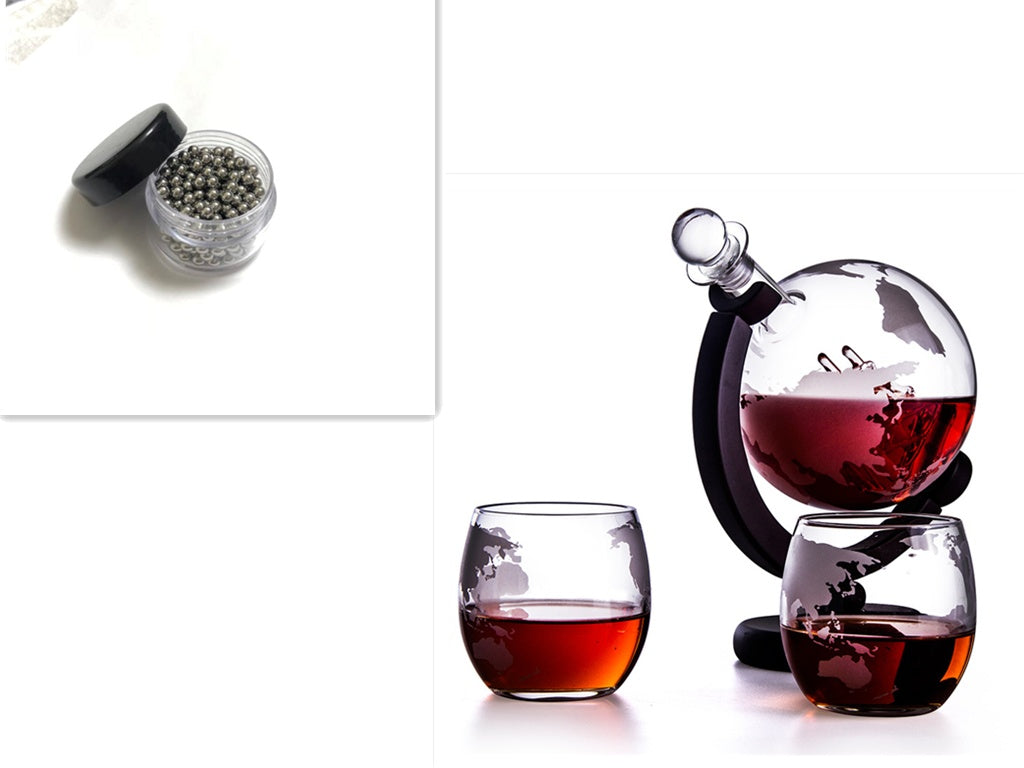 Rotating Earth Shaped Glass Decanter