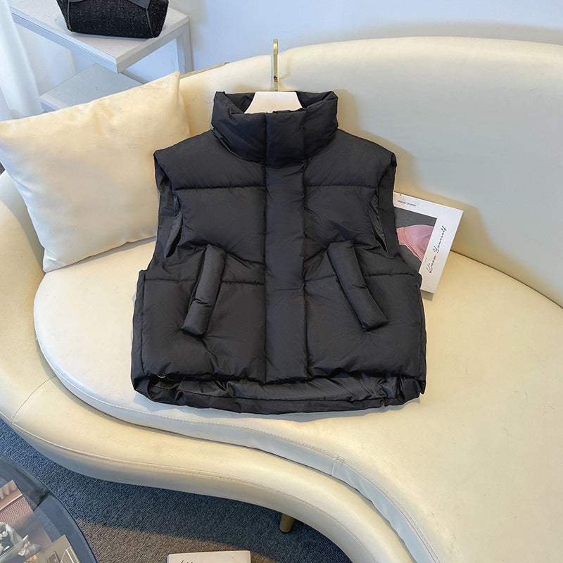 Short Warm Woven Gilet Jacket