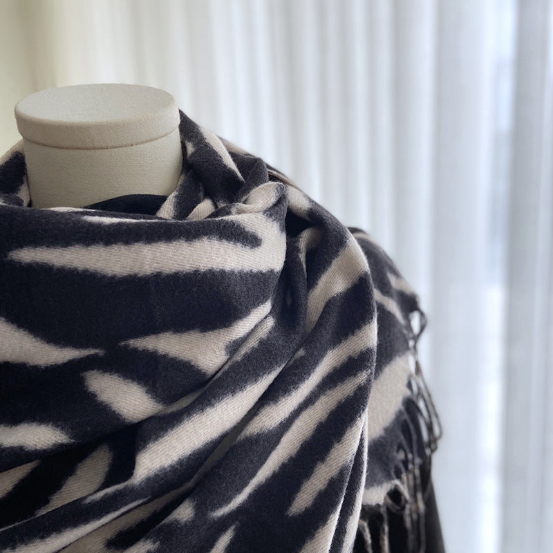 Zebra Tassel Scarf