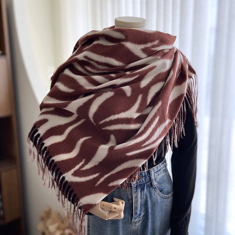 Zebra Tassel Scarf