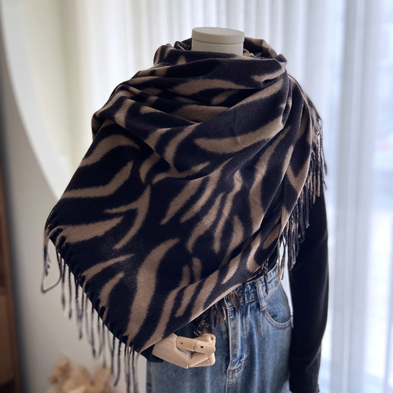 Zebra Tassel Scarf