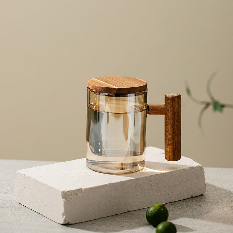 Wooden Handle Tea Infuser Glass